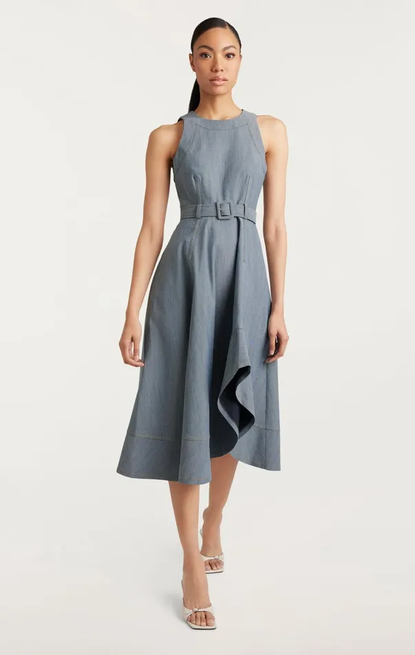 Women Midi Cinq Sept Zelda Dress Light Indigo