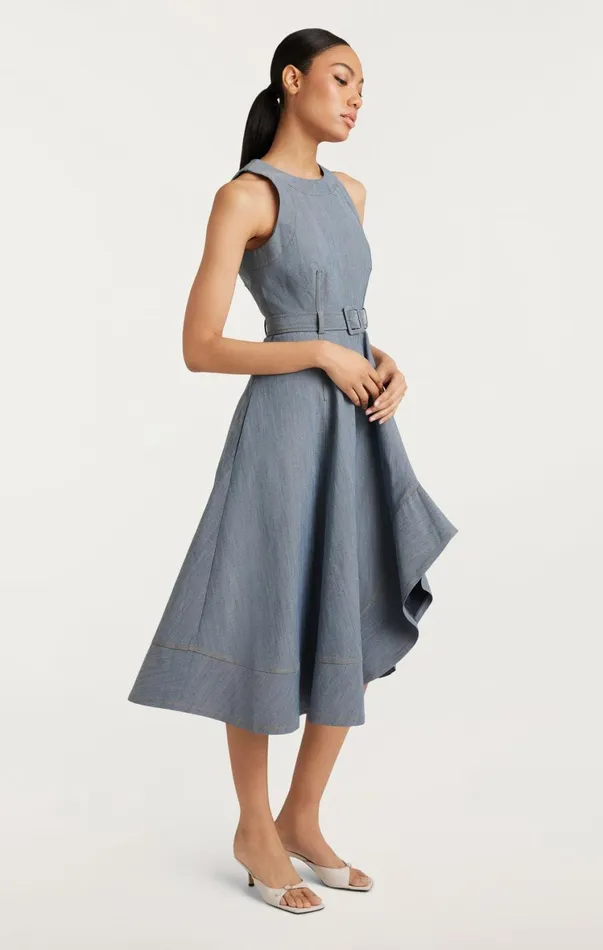 Women Midi Cinq Sept Zelda Dress Light Indigo