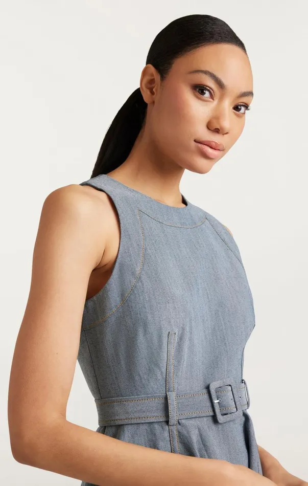 Women Midi Cinq Sept Zelda Dress Light Indigo