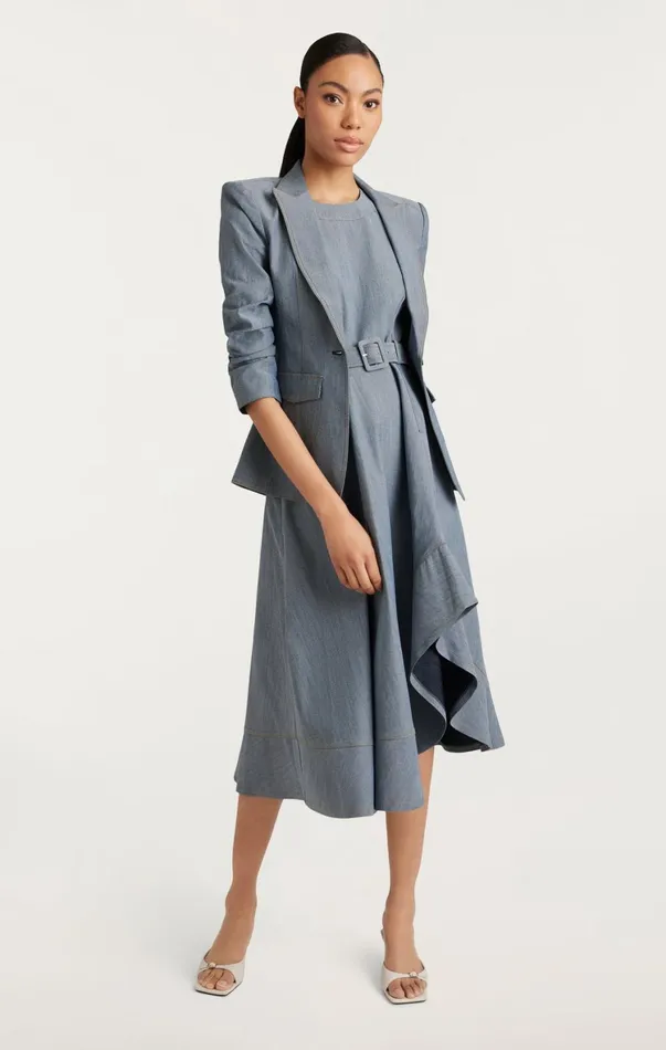 Women Midi Cinq Sept Zelda Dress Light Indigo