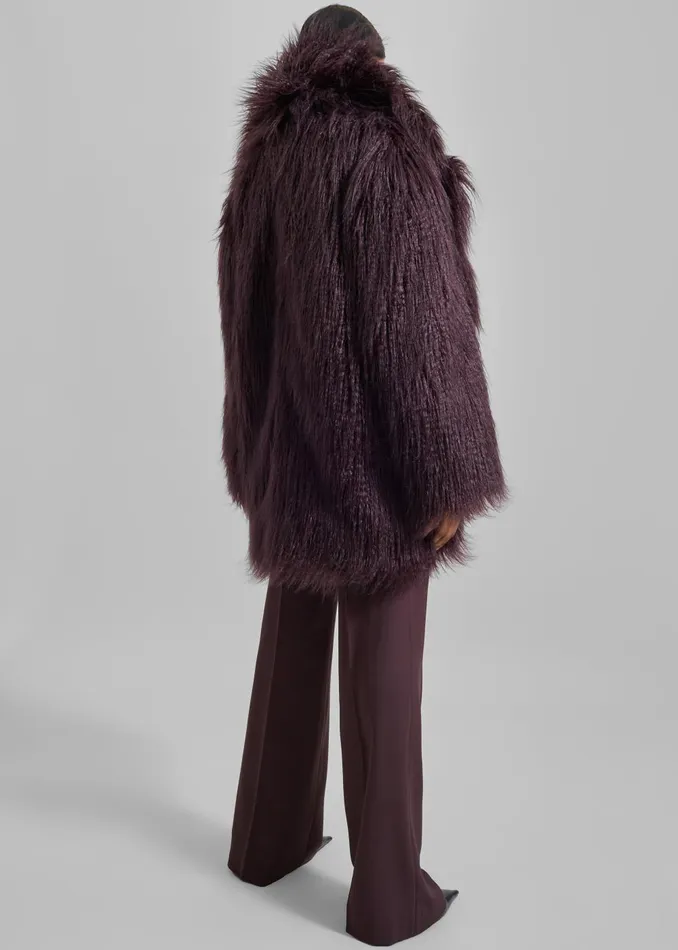 Women Miley Faux Fur Jacket 8211 Dark Plum The Frankie Shop Outerwear