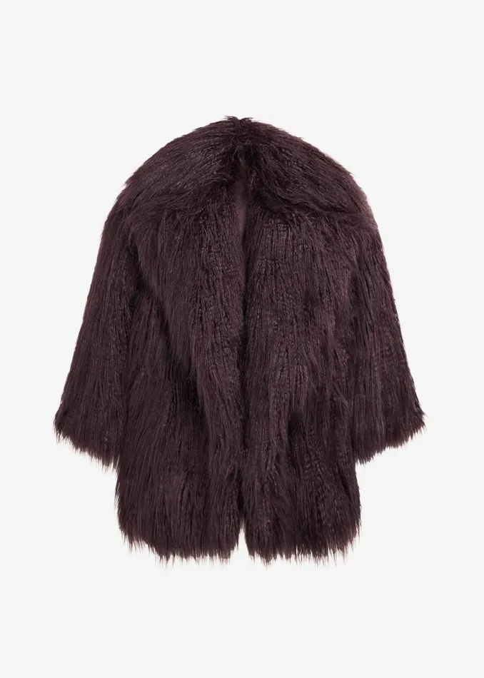 Women Miley Faux Fur Jacket 8211 Dark Plum The Frankie Shop Outerwear