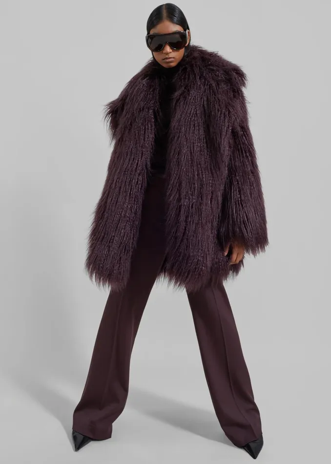Women Miley Faux Fur Jacket 8211 Dark Plum The Frankie Shop Outerwear