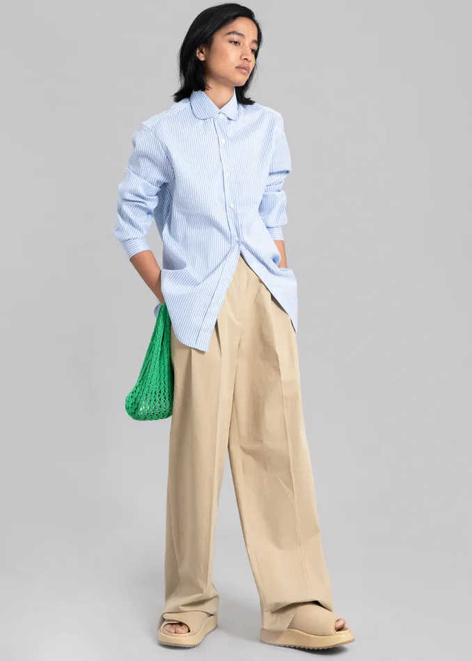 Women Mina Shirt 8211 Blue Stripe The Frankie Shop Tops