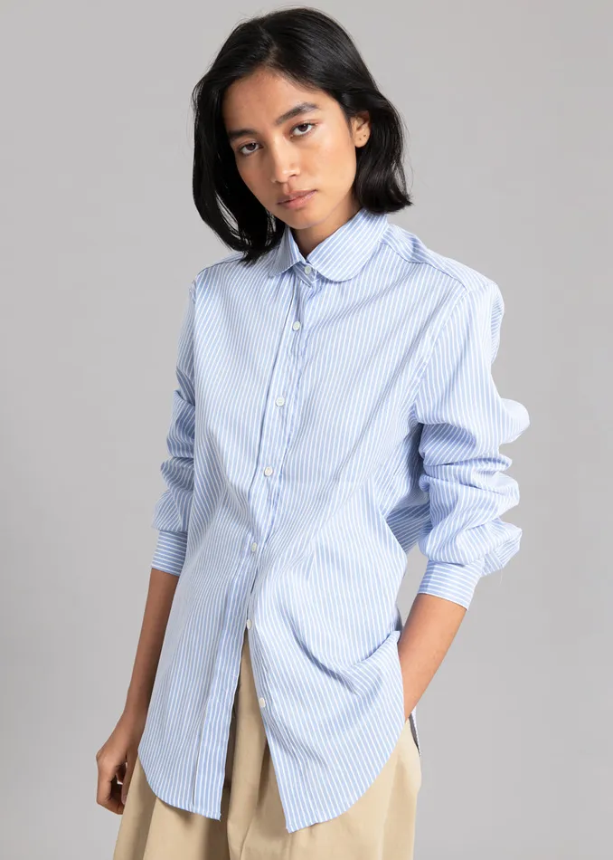 Women Mina Shirt 8211 Blue Stripe The Frankie Shop Tops