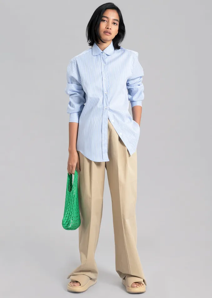 Women Mina Shirt 8211 Blue Stripe The Frankie Shop Tops