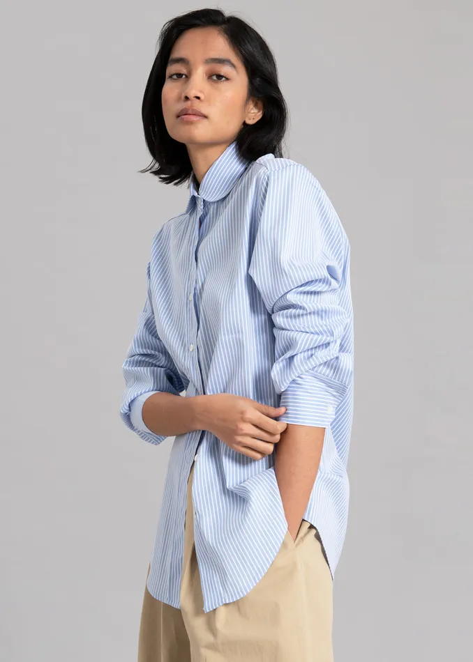 Women Mina Shirt 8211 Blue Stripe The Frankie Shop Tops