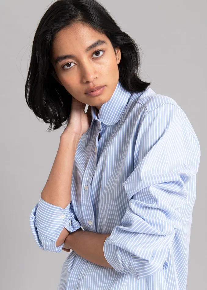 Women Mina Shirt 8211 Blue Stripe The Frankie Shop Tops