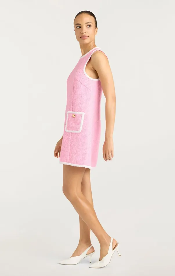 Women Mini Cinq Sept Contrast Auden Dress Flamingowhite