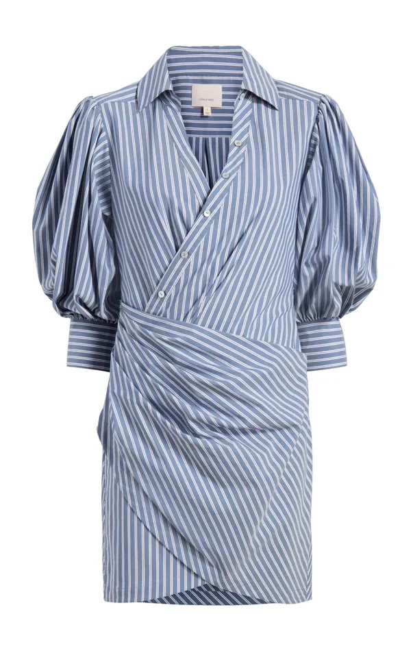 Women Mini Cinq Sept Macaulay Dress Sabrina Stripe Astro Blue Multi