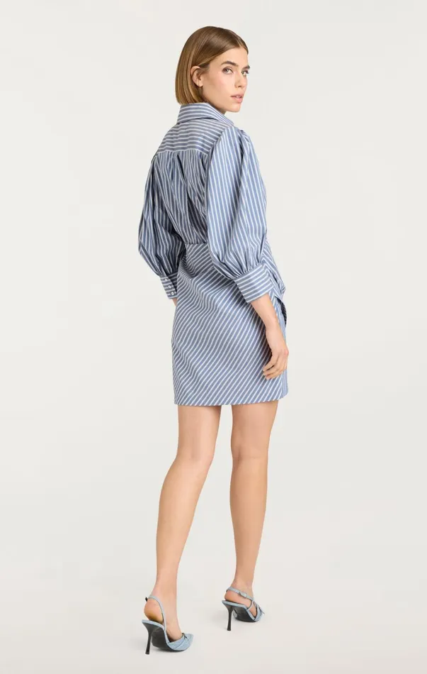 Women Mini Cinq Sept Macaulay Dress Sabrina Stripe Astro Blue Multi