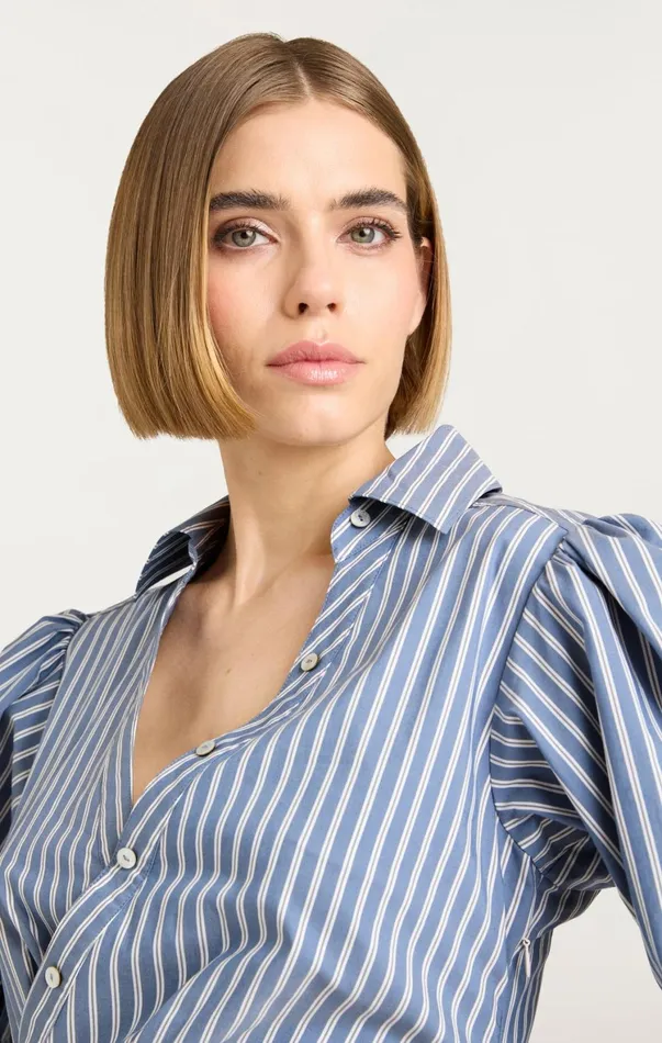 Women Mini Cinq Sept Macaulay Dress Sabrina Stripe Astro Blue Multi