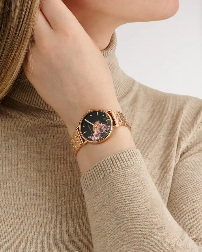 Women MIRIBEE 8211 Phylipa Romance Floral Dial Bracelet Watch Rose Gold Colour Ted Baker Watches