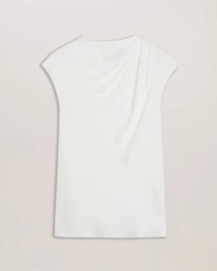 Women MISRINA 8211 Drape Neck Cap Sleeve Top Ivory Ted Baker Tops and Blouses