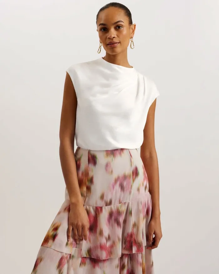 Women MISRINA 8211 Drape Neck Cap Sleeve Top Ivory Ted Baker Tops and Blouses Women MISRINA 8211 Drape Neck Cap Sleeve Top Ivory Ted Baker Tops and Blouses