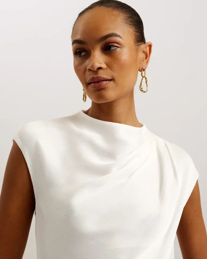 Women MISRINA 8211 Drape Neck Cap Sleeve Top Ivory Ted Baker Tops and Blouses Women MISRINA 8211 Drape Neck Cap Sleeve Top Ivory Ted Baker Tops and Blouses