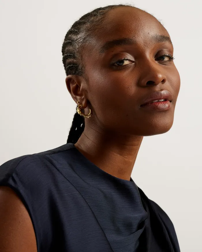Women MISRINA 8211 Drape Neck Cap Sleeve Top Navy Ted Baker Tops and Blouses Women MISRINA 8211 Drape Neck Cap Sleeve Top Navy Ted Baker Tops and Blouses