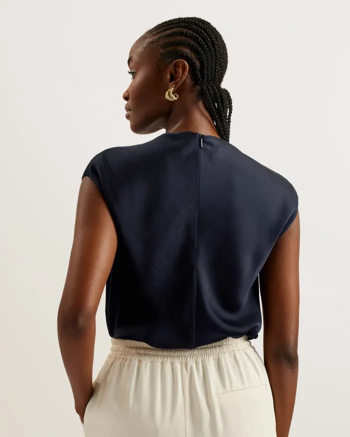 Women MISRINA 8211 Drape Neck Cap Sleeve Top Navy Ted Baker Tops and Blouses Women MISRINA 8211 Drape Neck Cap Sleeve Top Navy Ted Baker Tops and Blouses