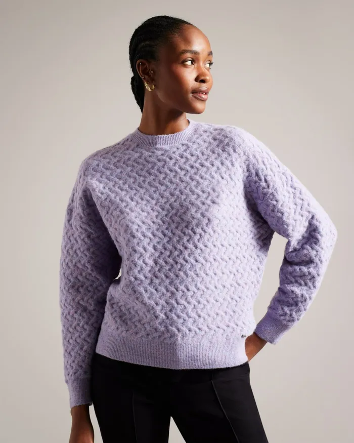 Women MORLEA 8211 Horizontal Cable Relaxed Jumper Light Purple Ted Baker Jumpers and Cardigans Women MORLEA 8211 Horizontal Cable Relaxed Jumper Light Purple Ted Baker Jumpers and Cardigans