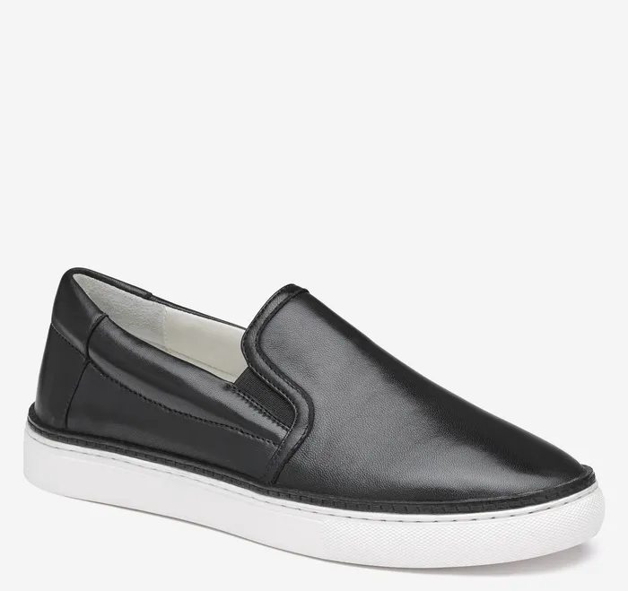 Women Mules and Loafers Johnston and Murphy Callie DoubleGore SlipOn Black Glove Leather