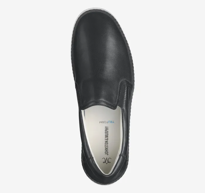 Women Mules and Loafers Johnston and Murphy Callie DoubleGore SlipOn Black Glove Leather