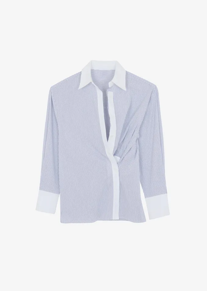 Women Nerina Button Up Shirt 8211 BlackWhite Stripe The Frankie Shop Tops