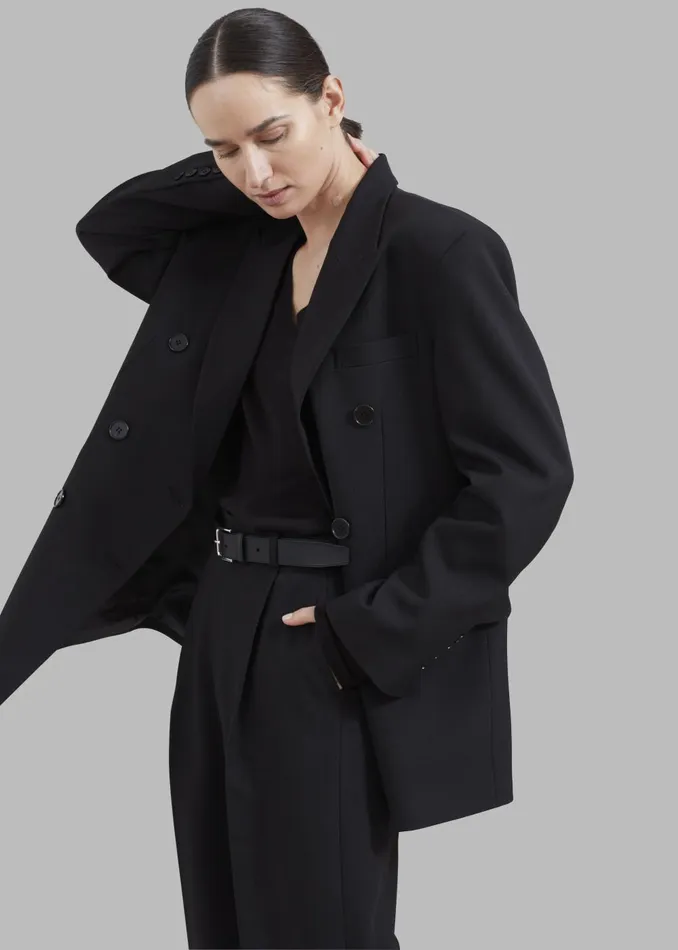 Women Nessi Double Breasted Blazer 8211 Black The Frankie Shop Outerwear