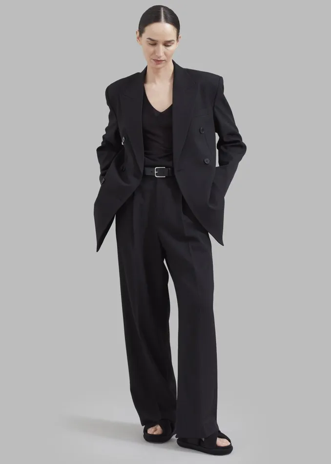 Women Nessi Double Breasted Blazer 8211 Black The Frankie Shop Outerwear