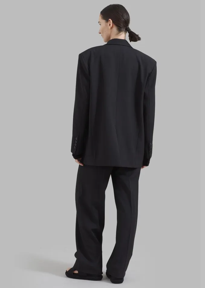 Women Nessi Double Breasted Blazer 8211 Black The Frankie Shop Outerwear