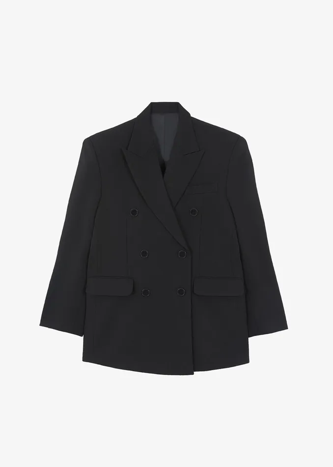 Women Nessi Double Breasted Blazer 8211 Black The Frankie Shop Outerwear