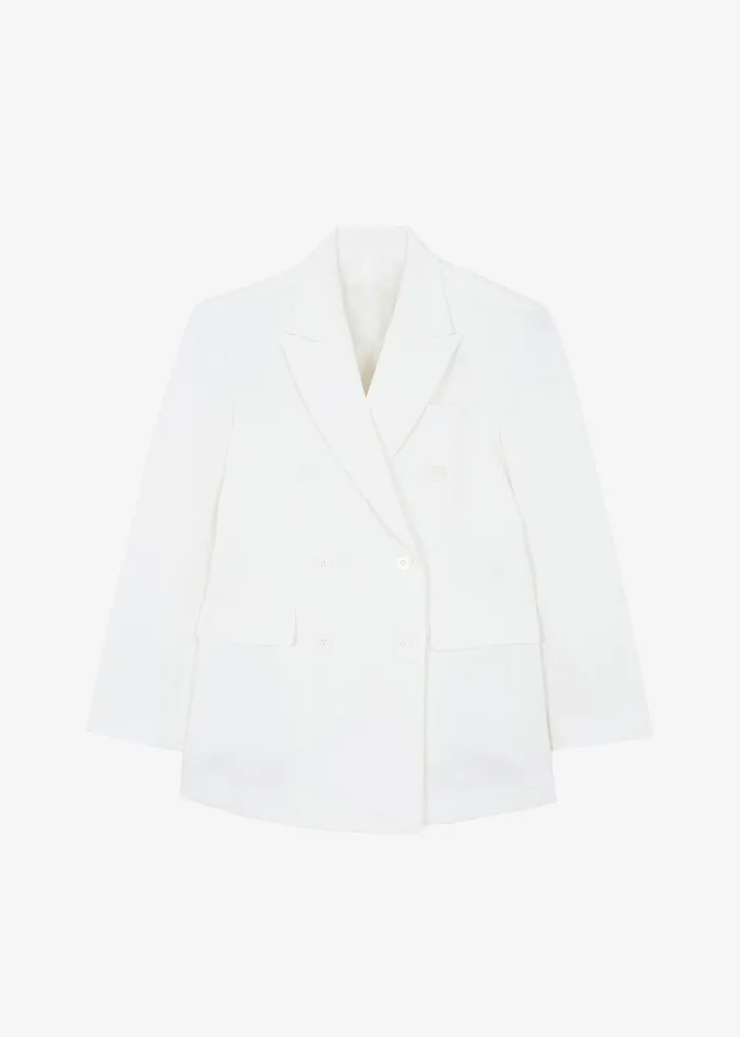 Women Nessi Double Breasted Blazer 8211 White The Frankie Shop Outerwear