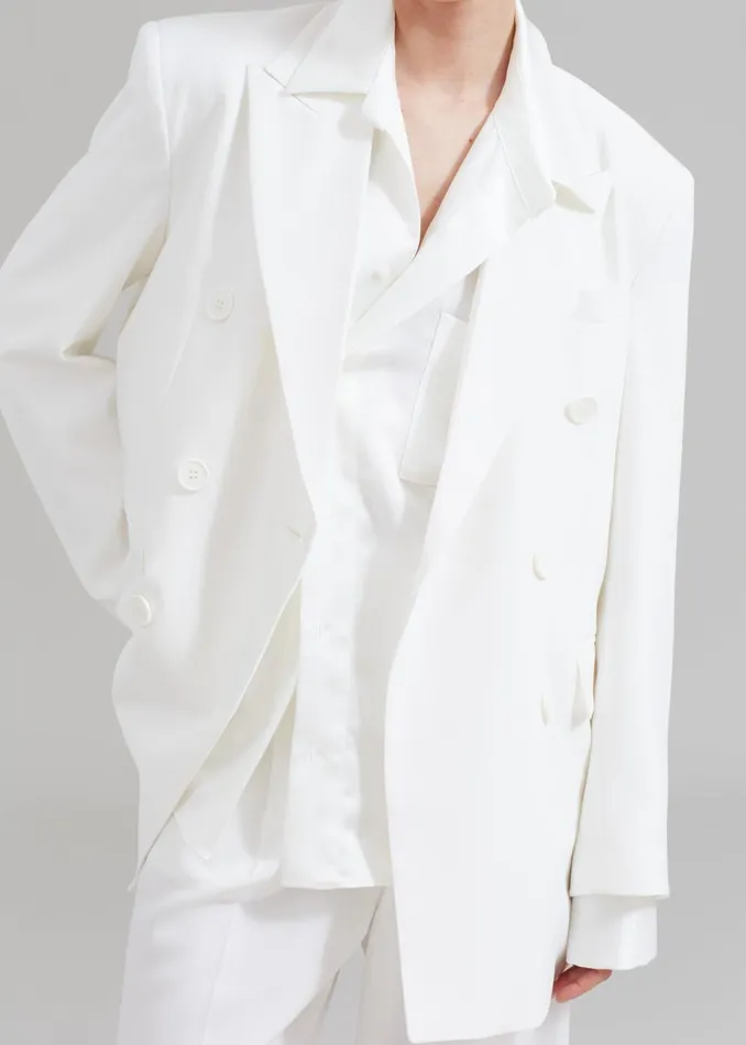 Women Nessi Double Breasted Blazer 8211 White The Frankie Shop Outerwear