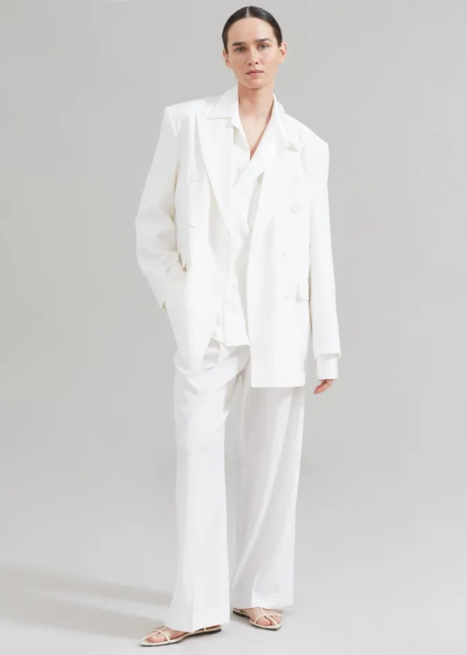 Women Nessi Double Breasted Blazer 8211 White The Frankie Shop Outerwear