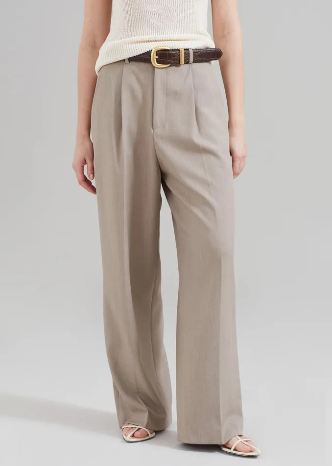 Women Nessi Pintuck Trousers 8211 Taupe The Frankie Shop Bottoms