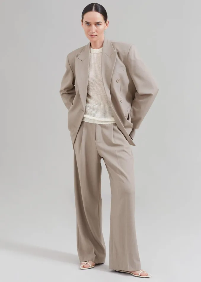 Women Nessi Pintuck Trousers 8211 Taupe The Frankie Shop Bottoms
