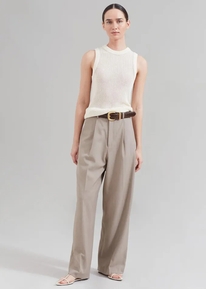 Women Nessi Pintuck Trousers 8211 Taupe The Frankie Shop Bottoms