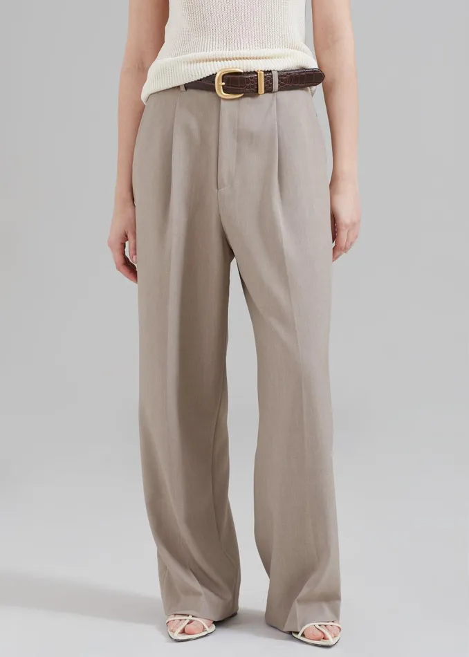 Women Nessi Pintuck Trousers 8211 Taupe The Frankie Shop Bottoms