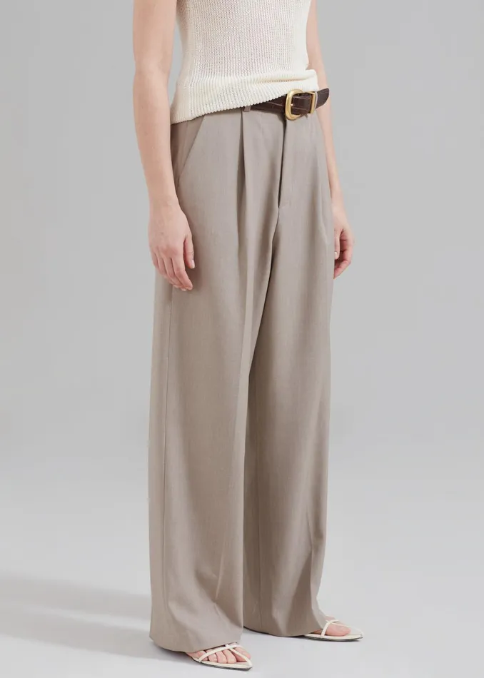 Women Nessi Pintuck Trousers 8211 Taupe The Frankie Shop Bottoms