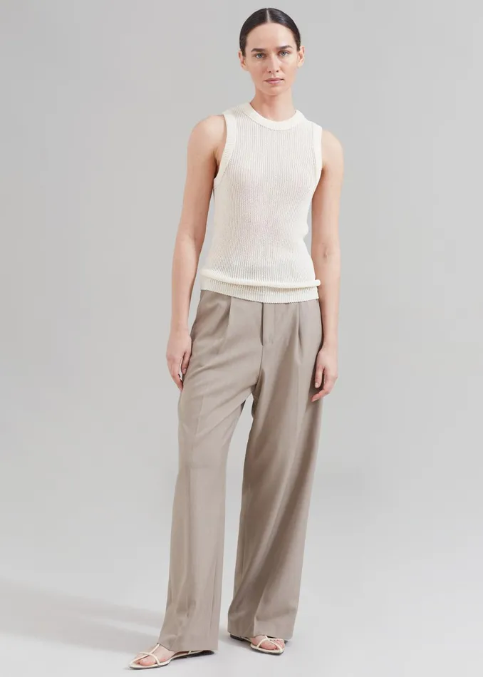 Women Nessi Pintuck Trousers 8211 Taupe The Frankie Shop Bottoms
