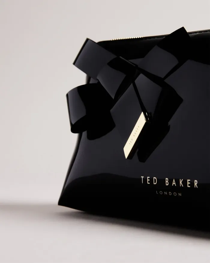 Women NICOLAI 8211 Glossy Bow Embellished Makeup Bag Black Ted Baker Wash and Makeup Bags Women NICOLAI 8211 Glossy Bow Embellished Makeup Bag Black Ted Baker Wash and Makeup Bags