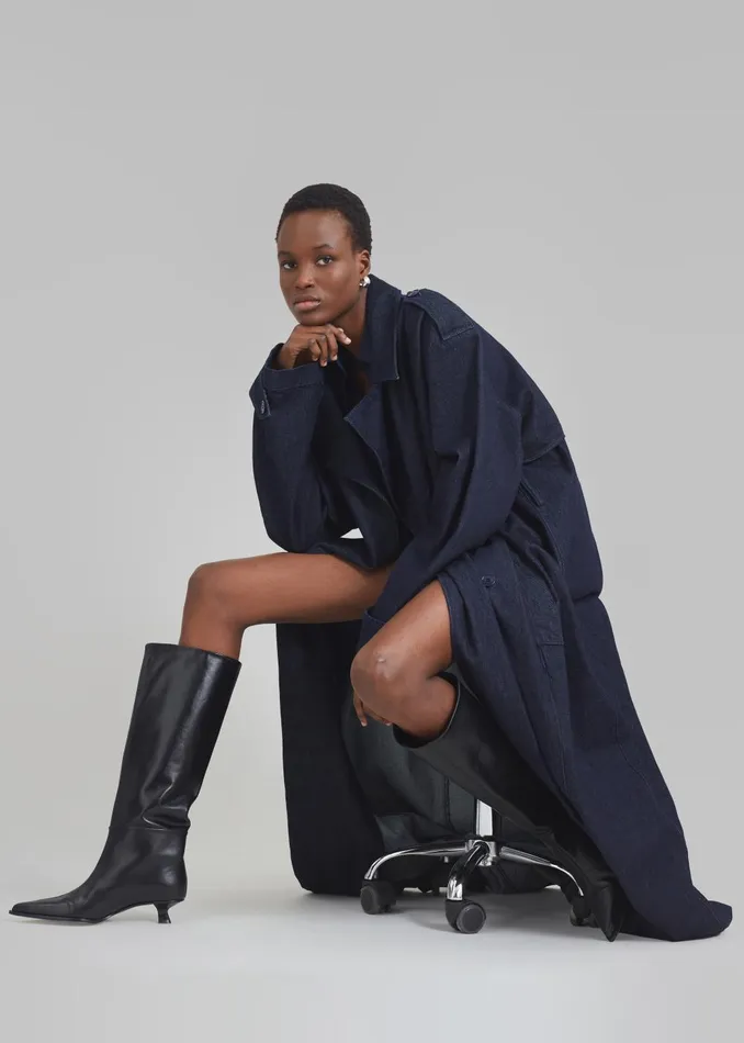 Women Nikola Denim Trench Coat 8211 Raw Wash The Frankie Shop Outerwear