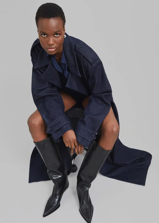 Women Nikola Denim Trench Coat 8211 Raw Wash The Frankie Shop Outerwear