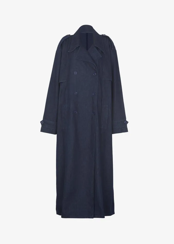 Women Nikola Denim Trench Coat 8211 Raw Wash The Frankie Shop Outerwear