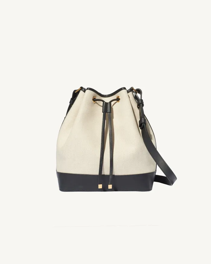 Women Nili Lotan BRIGITTE BUCKET BAG NaturalBlackGold Hw Handbags