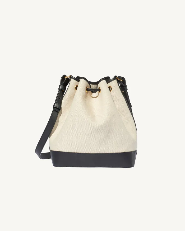Women Nili Lotan BRIGITTE BUCKET BAG NaturalBlackGold Hw Handbags