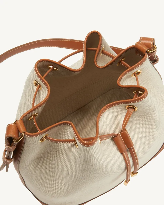 Women Nili Lotan BRIGITTE BUCKET BAG NaturalBlackGold Hw Handbags