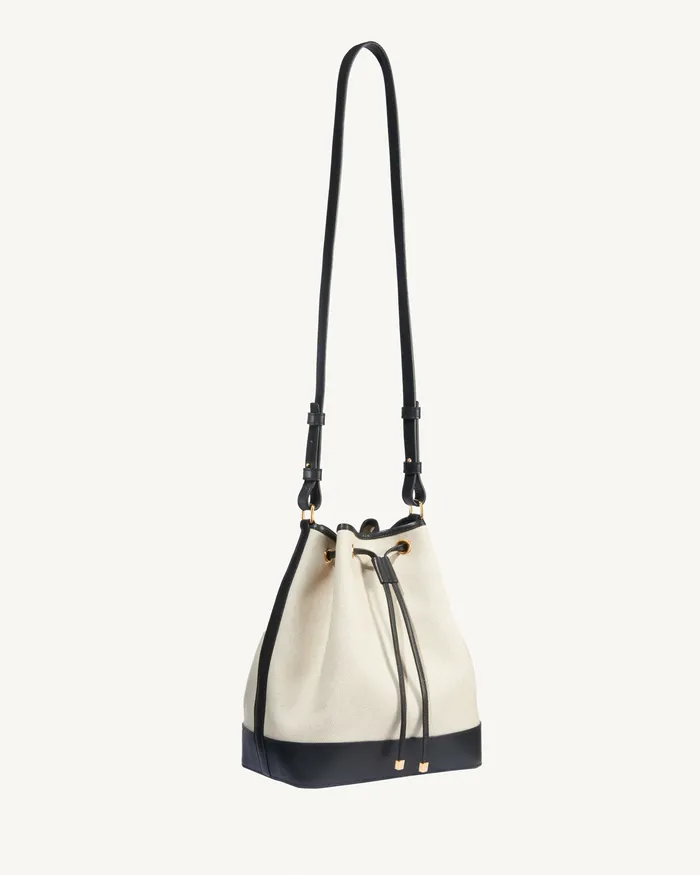 Women Nili Lotan BRIGITTE BUCKET BAG NaturalBlackGold Hw Handbags