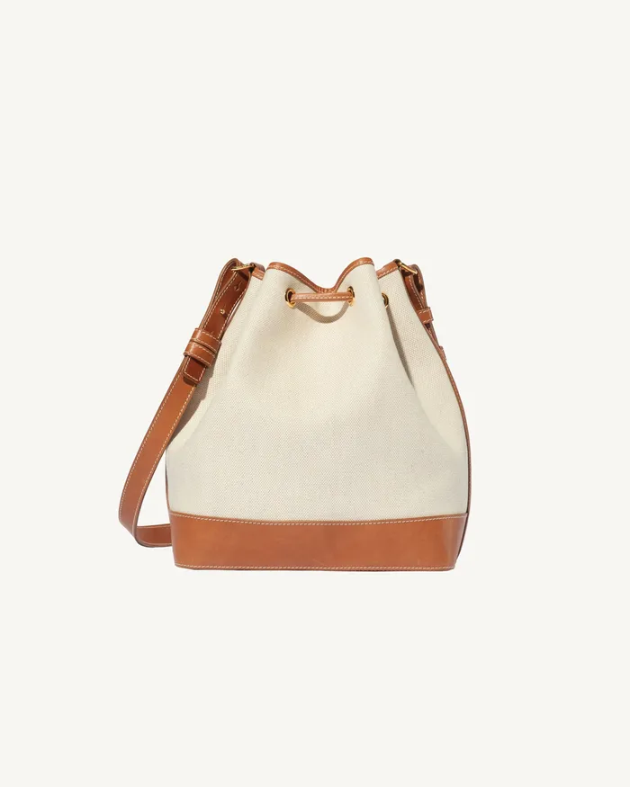 Women Nili Lotan BRIGITTE BUCKET BAG NaturalBlackGold Hw Handbags