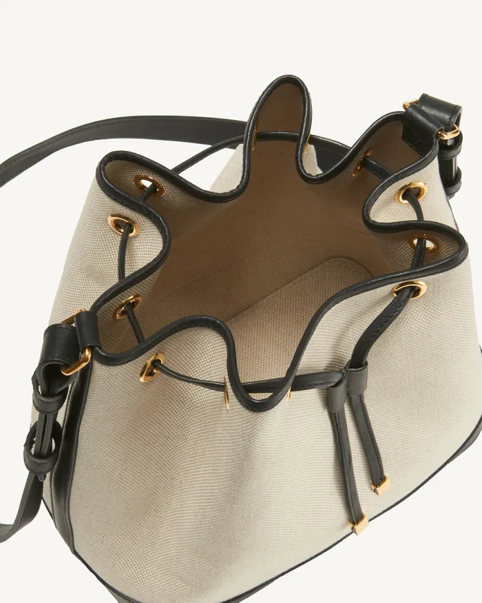 Women Nili Lotan BRIGITTE BUCKET BAG NaturalBlackGold Hw Handbags