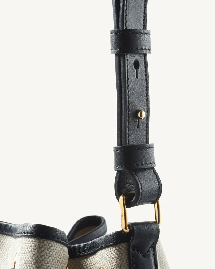 Women Nili Lotan BRIGITTE BUCKET BAG NaturalBlackGold Hw Handbags